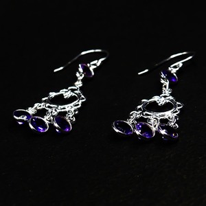 Vêtements de mariage argent sterling 925 plaqué or vermeil améthyste pierre précieuse femmes portent des boucles d'oreilles suspendues - Product Image 4