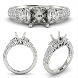 Anillo de Oro Sólido de 18K Más Vendido, Base para Engaste con Hilera Ornamentada, Acento de Diamante Natural de 4 Puntas, Montura de Banda Ancha para Fiesta de Lujo - Product Image 3