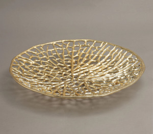 Bandeja de servicio de metal de hoja decorativa de lujo, plato chapado en oro en diseño moderno, plato de fruta usado para Cocina - Product Image 5