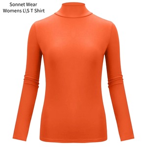 Women's Long Sleeve Butterfly Sleeve <b>Mock</b> <b>Neck</b> <b>Tops</b> Casual Soft Slim Fitted Lightweight Polyester/Cotton Garment Dyed - Product Image 5