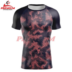 Vente en gros sublimé personnalisé BJJ Rashguard chemises pour hommes Compression Fitness Gym Shorts manches chemise respirant MMA Rash Guard - Product Image 5