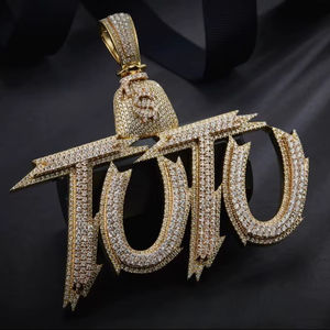 Pendentif numéro personnalisé en argent sterling 925 glacé sur mesure VVS1 bijoux en diamant de laboratoire - Product Image 1