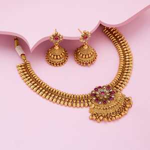 Wedding-Ready Antique Gold <b>Necklace</b> 188142 - Product Image 2