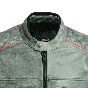 Venta al por mayor chaqueta de corredor de cuero negro para los hombres a rayas estilo motociclista con cremallera frontal y chaqueta de invierno de alta calidad - Product Image 5