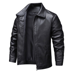 Veste en cuir pour homme, coupe moderne, haute qualité, vêtement d'extérieur tendance, adapté au streetwear, aux voyages et à la saison hivernale - Product Image 2