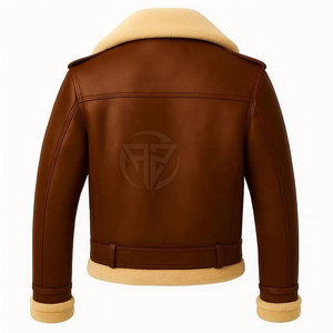 Veste d'hiver en cuir doublée de peau de mouton, chaleur accrue, aspect élégant, haute qualité, logo frontal, design écologique et léger - Product Image 2