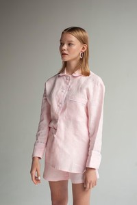 Set estivo in <span class=keywords><strong>lino</strong></span> estivo camicia spogliata maglia da <span class=keywords><strong>donna</strong></span> in <span class=keywords><strong>lino</strong></span> a maniche lunghe pantaloncini a vita alta e camicia da <span class=keywords><strong>donna</strong></span> - Product Image 2