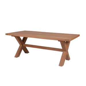 Juego de Comedor Marino de 8 Plazas en Madera Maciza con Acabado Natural, Sillas con Reposabrazos y Mesa con Patas Cruzadas para Uso en Exteriores - Product Image 3