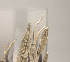 Bougeoir moderne en forme de branche de feuille d'argent avec des coupes en verre givré, bougeoir de Noël personnalisé pour la décoration de la maison et de la table - Product Image 3