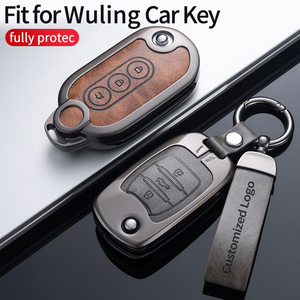 Porte-clé de voiture en <span class=keywords><strong>cuir</strong></span> pour Wuling Mini EV 3 boutons porte-clé de voiture à distance porte-clés accessoires - Product Image 3