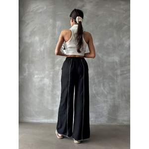 กางเกงขายาวผ้าลินินปักลายสำหรับผู้หญิง ขายส่ง - Product Image 3