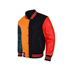 Vente en gros de blouson bombardier en laine brodée chenille manches en cuir design classique varsity letterman vestes de baseball streetwear - Product Image 5