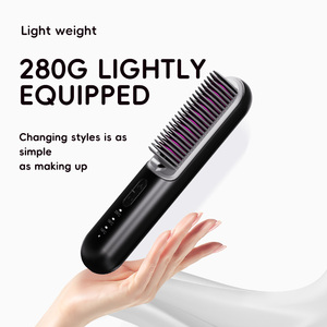 Brosse lissante ionique céramique sans fil rechargeable portable avec 3 réglages de température et design pliable pour usage domestique - Product Image 5