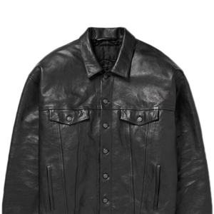 Chaqueta de cuero de camionero ajustada para hombre de alta calidad genuina Chaquetas de cuero clásicas High Street Moto Biker chaqueta casual inteligente - Product Image 4