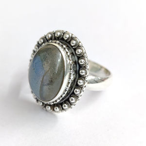 6.7 Grams Fashionable <b>Labradorite</b> <b>Ring</b> Gold Plated 18K Vintage Style Bezel Setting Inlay Made From Alloy Gift - Product Image 1