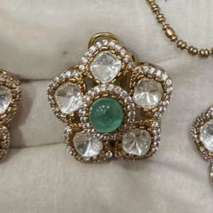 Conjunto de Cadena de Eslabones Estilo Polki Chapada en Oro Latón, Joyería de Moda, Collar Artificial, Joyería de Moda - Product Image 1