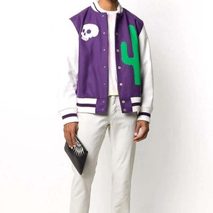 Custom Embroidery Letter Applique Logo Satin Jacket <b>Wool</b>/Leather Winter Streetwear Front Breathable Baseball Letterman Jackets - Product Image 3
