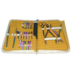 100% acier inoxydable matériel outils d'extension de cheveux accessoires pinces à perles brosse à poils petits Clips avec étui en cuir - Product Image 2