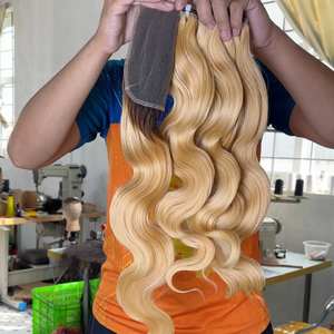 Cloudyhaircollection 100% cheveux pour femmes vietnamiennes Blonde 613 vague de corps prêt à expédier Double tissage Non-Remy cheveux humains bruts - Product Image 4