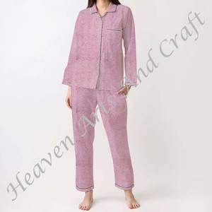 Conjunto de Pijama de Algodón 100% para Mujer, Ropa de Dormir Suave para el Hogar, Conjunto de Pijama de Primavera/Verano con Estampado Floral/Personaje/Letras/Patrón/Vacaciones/Árbol PJ111 - Product Image 6