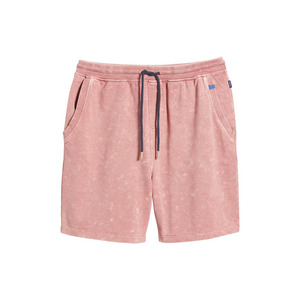 Short de survêtement rose de qualité supérieure délavé à l'acide 100% coton à la mode style High Street avec sérigraphie brodée - Product Image 1