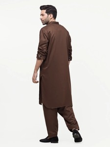 Shalwar Kameez Marrón de Diseño Moderno 2026, Hecho en Fábrica, con Patrón Sólido, para Hombre, Informal, de Algodón, Mangas Largas, para Uso Diario, Eid y Otros - Product Image 2