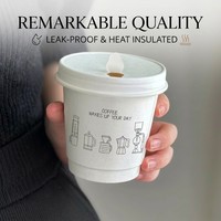 Vasos de papel desechables de doble pared con logo personalizado del fabricante, recubiertos, de 12 oz, para café caliente para llevar, con tapas y pajitas