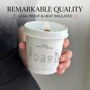 Gobelets en papier à double paroi jetables personnalisés de 12 oz avec couvercles et pailles – Fabricant d'emballages tout-en-un pour la vente à emporter CarryCheers - Product Image 2