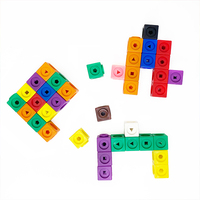PLOMA 100 Pièces Cubes Géométriques Emboîtables de 2 cm - Ensemble de 10 Couleurs, Sac Zippé Durable, Plastique Non Toxique, Matériel Pédagogique Précoce pour l'Apprentissage des Mathématiques, Âges 5-7