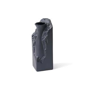 Vase en céramique Licia Vase en porcelaine noir 9x9x26 cm au design complexe - Product Image 1