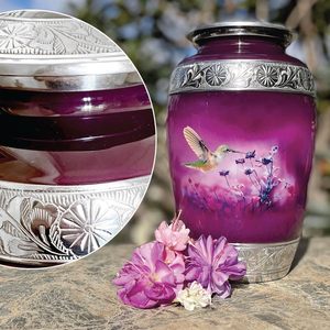 Urne de crémation classique pour colibri rose Grande urne funéraire en aluminium en métal de style américain Fournitures de vente en gros - Product Image 4