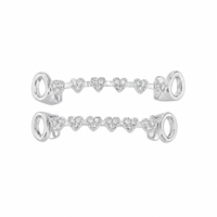 Grillz dentaire Micro Pave 5A CZ en forme de cœur, en laiton écologique, avec barre de moulage en silicone
