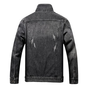Veste en jean slim fit pour homme, décontractée, vintage, tendance, coupe ample, robuste, rétro, bleu, noir, délavage clair, usée, streetwear quotidien - Product Image 2