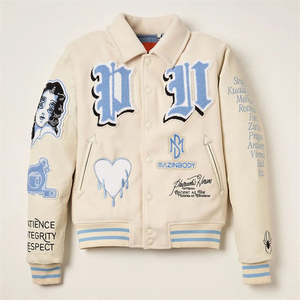 2026 hiver Direct brodé Chenille patchs Logo personnalisé manches en cuir laine Letterman Baseball College Varsity vestes - Product Image 1
