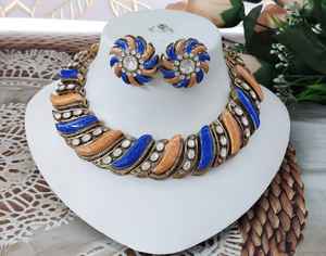 Conjunto de collar de Polki de lujo Italiano Meena Work Indian Bridal Jewelry Collar llamativo con detalles intrincados para fiestas, festivales - Product Image 5