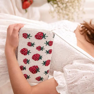 Sac à main en cuir véritable brodé et perlé, style vintage, fait main, pour femmes, prêt pour la plage, doublure en cuir véritable, pour les fêtes - Product Image 1