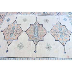 Alfombra Turca Vintage Grande de 6.7x8.5 pies, Alfombra de Lana Azul - Product Image 4