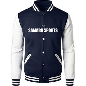 Chaqueta de invierno personalizada de alta calidad para hombre con cuello levantado y chaqueta universitaria de lana con patrón de béisbol - Product Image 1