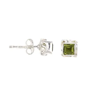 Màu xanh lá cây Peridot 925 Sterling Bạc tai-studs Drop dangle Hoop Huggie tai-studs Bali jhumka Stick clip trên nghệ nhân lấy cảm hứng từ đồ trang sức