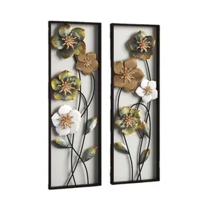 Home Interior House Bedroom/ Living Room Display Lobby Wrought Iron Metal Frame Hanging Flower Art Wall Decor in low price