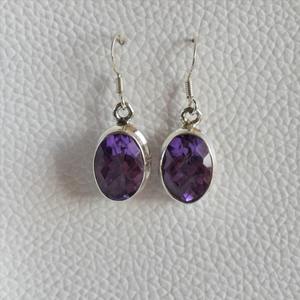 Boucles d'oreilles Design à la mode améthyste pierres précieuses 925 boucles d'oreilles en argent Sterling massif pour femmes filles boucles d'oreilles pendantes bijoux en argent - Product Image 3