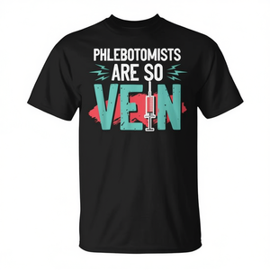 T-shirt Phlebotomist Pun a maniche corte, girocollo unisex, stampata serigrafica per tecnici di flebotomia - Product Image 2