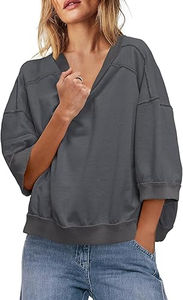 Sudadera con capucha para mujer 100% algodón 380g tela peso talla grande de gran tamaño transpirable Color sólido logotipo personalizado frente - Product Image 2