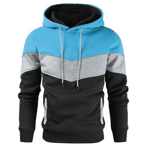 Sudadera informal de invierno para hombre, jersey de manga larga con bloque de color, Sudadera con capucha de lana con bolsillo frontal, ropa de calle cálida suave de algodón 100% - Product Image 1