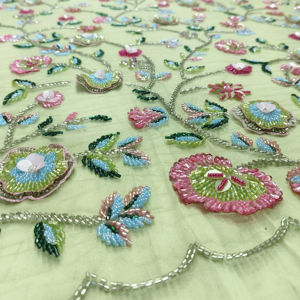 Luxury Multicolor Sequin & <b>Bead</b> Embroidered Fabric for Dresses - Product Image 1