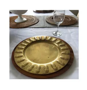 Adorable Design Brass Charger Plate With Unique Border Pineapple Design Shiny Polished Looking Best Cheap price