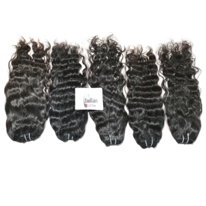 Paquetes al por mayor de cabello humano rizado indio con cutícula alineada, doble onda profunda, sin procesamiento, para trenzar. - Product Image 3