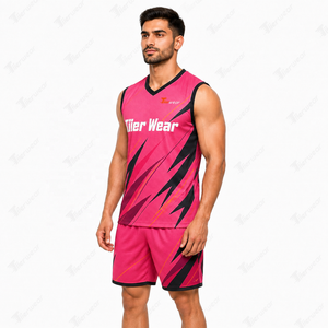 Tenue de volley-ball pour hommes, style équipe junior, respirante, durable, en polyester, maillot de volley-ball à manches courtes et short de volley-ball - Product Image 2
