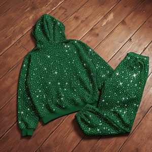 Survêtement pour homme en strass de haute qualité, design respirant, vêtements de sport personnalisés, manches longues, survêtements en strass pour homme - Product Image 2