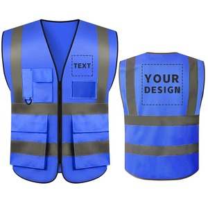 Gilet de construction en maille respirante Logo ou texte gilet de travail routier multi-poches personnalisé pour hommes travailleurs - Product Image 1
